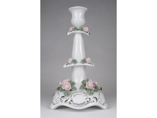 Nagyméretű rózsás porcelán gyertyatartó 23.5 cm