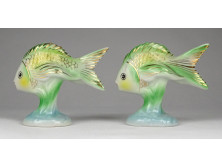Régi Hollóházi porcelán aranyhal pár 7.5 x 9 cm