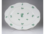 Régi sérült zöld Eton mintás Herendi porcelán pecsenyés tál 28 x 37 cm 1949