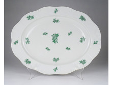 Régi sérült zöld Eton mintás Herendi porcelán pecsenyés tál 28 x 37 cm 1949