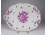 Régi rózsaszín virág mintás sérült Herendi porcelán kínáló tál tálca 25 x 32 cm