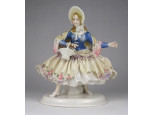 Régi nagyméretű sérült ENS porcelán figura 19.5 cm