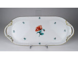 Régi tulipán mintás sérült Herendi porcelán kínáló tál tálca 15.5 x 37 cm