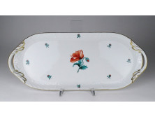 Régi tulipán mintás sérült Herendi porcelán kínáló tál tálca 15.5 x 37 cm