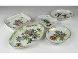 Régi sérült Herendi porcelán tálka 5 darab