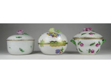 Régi sérült Herendi porcelán bonbonier 3 darab