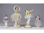 Régi porcelán mini balerina 4 darab