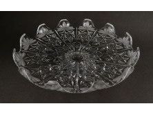 Gyönyörű vintage üveg asztalközép kínáló tál tortás tál 32.5 cm
