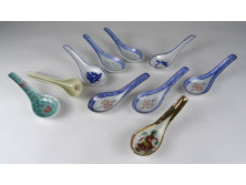 Vegyes kínai porcelán leveses kanálkészlet 10 darab