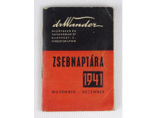 Régi Dr. Wander zsebnaptár 1941