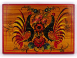 Kézi festett fácános fa tábla falidísz 18.5 x 27 cm 1985