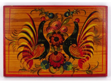 Kézi festett fácános fa tábla falidísz 18.5 x 27 cm 1985