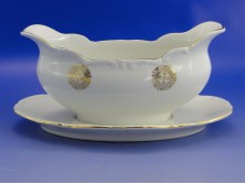 Jelzett aranyozott porcelán mártásos tál