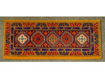 Retro mustársárga kéziszövésű faliszőnyeg 74 x 170 cm