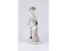 Jelzett Aquincumi porcelán figura kisfiú nyuszival 14 cm