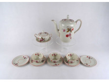 Régi német vajszínű virágmintás KPM porcelán kávéskészlet