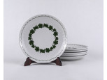 Szőlőlevél mintás Henneberg porcelán kistányér készlet 6 darab