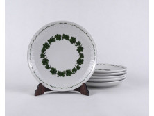 Szőlőlevél mintás Henneberg porcelán kistányér készlet 6 darab