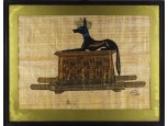 Anubisz - Keretezett egyiptomi papirusz kép 47.5 x 37 cm