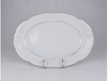 Régi, aranyozott, fehér lengyel Wawel porcelán pecsenyés tál kínáló