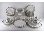 Antik HAAS & CZJZEK SCHLAGGENWALD virágmintás porcelán étkészlet 25 darab