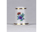 Hollóházi apró virágmintás, aranyozott porcelán gyűszű