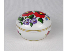 Jelzett kalocsai aranyozott porcelán bonbonier 9.3 cm