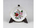 Jelzett, aranyozott, kalocsai mintás porcelán hamutál