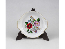 Jelzett, aranyozott, kalocsai mintás porcelán hamutál