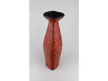 Nagy méretű mid century iparművész kerámia piros padlóváza 41 cm