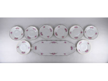 Régi jelzett Hüttl Tivadar aranyozott porcelán 8 személyes süteményes készlet
