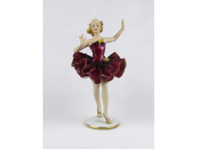 Régi német Dresden porcelán csipkeszoknyás balerina figura