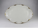 Régi nagyméretű jelzett cseh TK Thun porcelán pecsenyés tál 42 cm