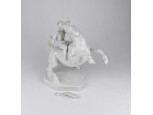Antik Leonardo da Vinci lovasszobra Herendi porcelán figura SÉRÜLT  23.5 cm