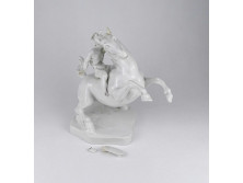 Antik Leonardo da Vinci lovasszobra Herendi porcelán figura SÉRÜLT  23.5 cm