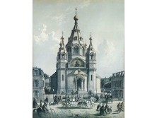 Párizsi utcarészlet - Saint Alexandre Nevszkij templom Párizs - keretezett nyomat
