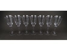 Elegáns ezüstözött szegélyű talpas üveg pohár készlet 7 darab, 20 cm