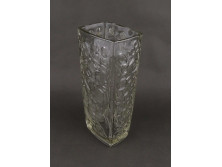 Régi, vastagfalú, modern design üveg váza 26.3 cm