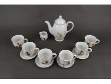 Régi, kis méretű, porcelán kávés vagy teás készlet, babakészlet, gyerekjáték 12 darab