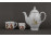 Régi, kis méretű, porcelán kávés vagy teás készlet, babakészlet, gyerekjáték 12 darab