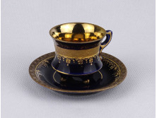 Régi kobaltkék színű, aranyozott cseh Altwien porcelán kávéscsésze