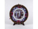 Régi jelzett kínai Canton porcelán tányér nád keretben 21.5 cm