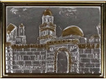 Ezüstözött Jeruzsálem plakett kristály keretben, falikép 19.5 x 17.5 cm