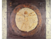 Leonardo da Vinci: Vitruvius-tanulmány modren vászonkép feszítőkereten 80 x 60 cm