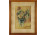 Magyar festő 1980 akvarell csokor üvegben - asztali virágcsendélet 27.5 x 19 cm
