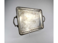 Antik nagyméretű ezüstözött ALCOR fém tálca 51 x 31.5 cm