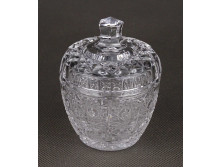 Régi kisméretű csiszolt kristály bonbonier 6.6 cm