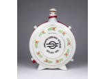 Régi nagyméretű kézzel festett MÁV -os Hollóházi porcelán kulacs 19.5 cm