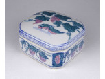 Régi madaras kínai porcelán bonbonier 9.5 x 8.5 cm