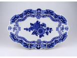 Régi barokkos, kék-fehér virágmintás, ovális Wallendorf porcelán tál 33 x 22.5 cm